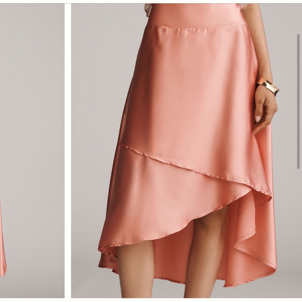 NWT Anthropologie silky tiered midi skirt in peachy pink, sz. 8 & 12 available - Picture 5 of 9